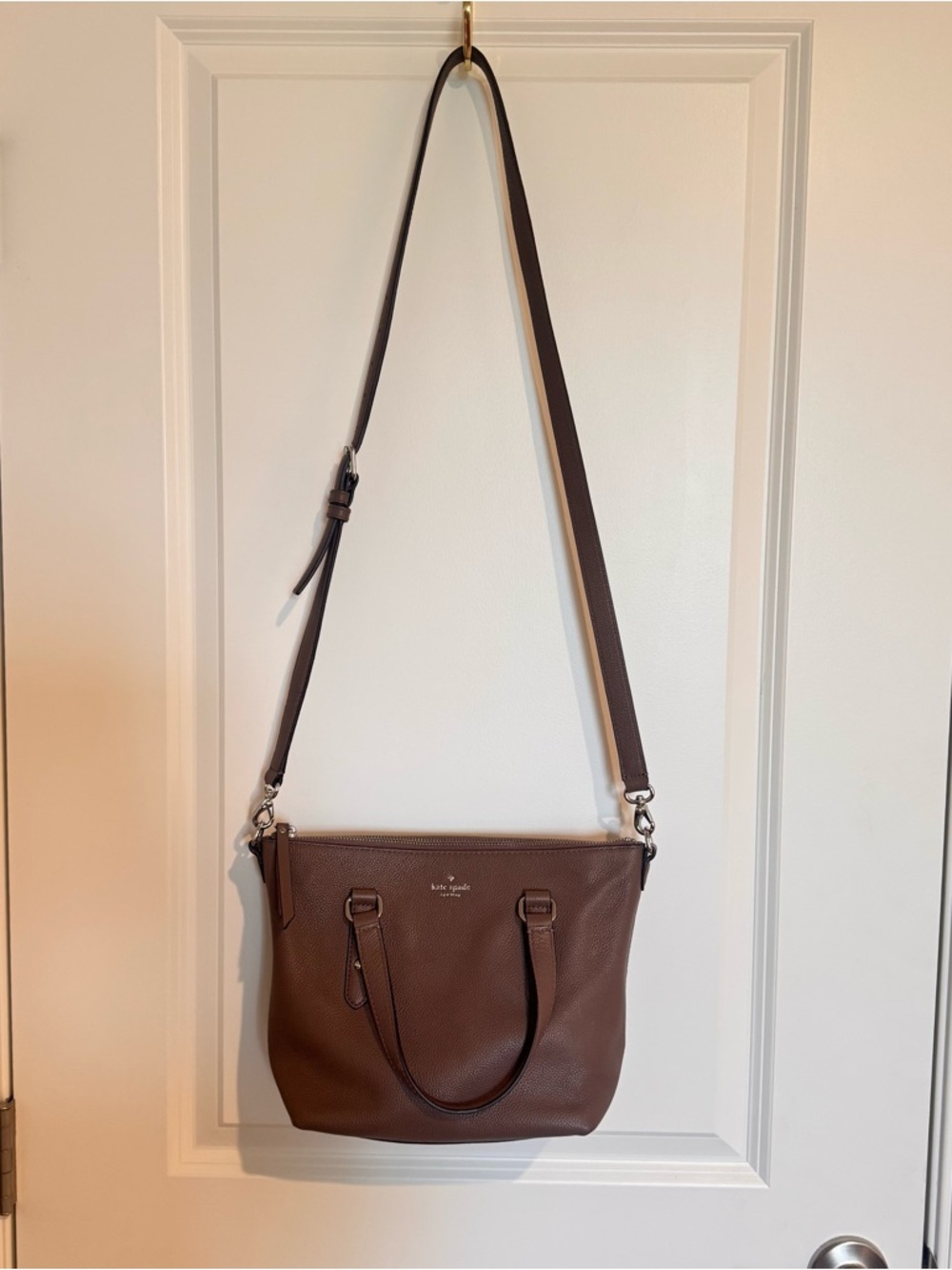 Kate Spade Larchmont Avenue Walnut Crossbody Shoulder Bag Leather EUC - Picture 2 of 11